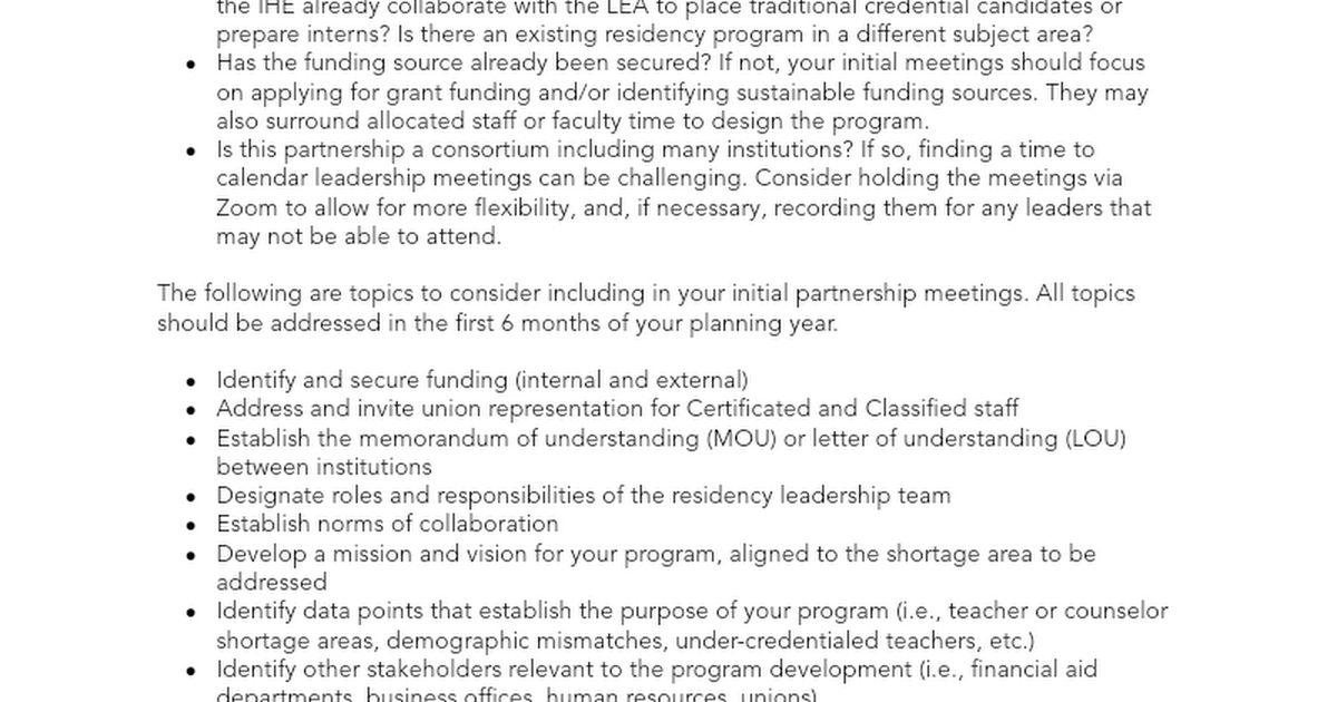 Designing Your Initial Partnership Meeting Agendas