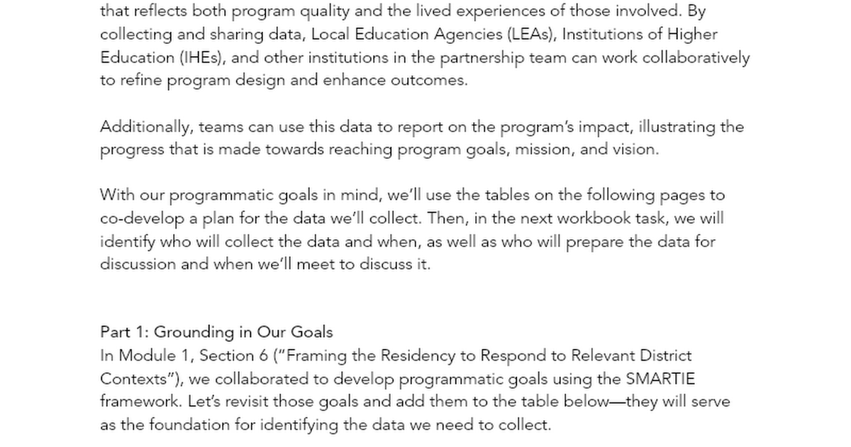 Identifying Key Data for Residency Programs